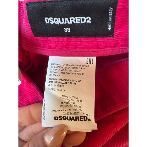 NWT DSQUARED2 Fuchsia corduroy midi skirt size 38/ US 2 - Picture 2 of 7